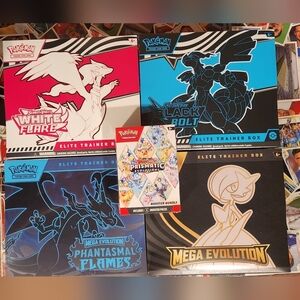 Pokemon 4 ETBs & 1 Prismatic Booster Bundle NEW SEALED White Flare Mega Evolutio